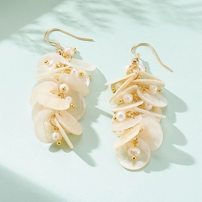 Natural Capiz Shell Cluster Earrings EJEW-JE04471-1