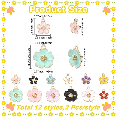 24Pcs 12 Colors Alloy Enamel Pendants FIND-YW0012-10-NR-1
