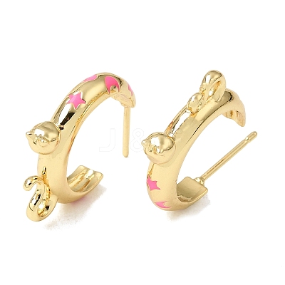 Brass Enamel Stud Earrings KK-CBA8324-23G-02-1
