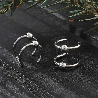 304 Stainless Steel 2 Line Round Clip on Nose Rings AJEW-A062-02P-1