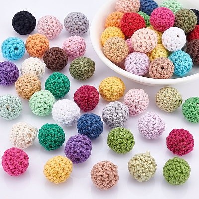 56Pcs 28 Colors Organic Wool Fabric Beads FIND-CA0003-74-1