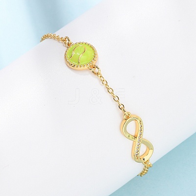Sports Brass Micro Pave Cubic Zirconia Infinity Link Bracelets LS-BJEW-D386-01A-G-1