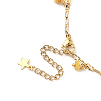 Dyed Natural Freshwater Shell Colorful Rondelle Tassel Brass Paperclip Chain Anklets for Women AJEW-AN00719-1