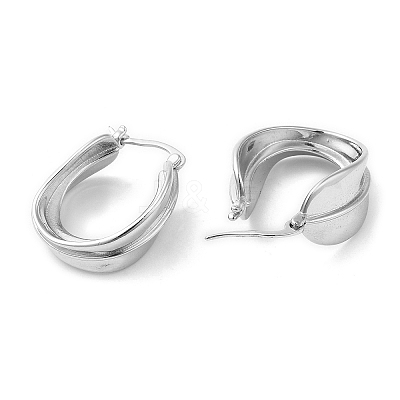 Rack Plating Brass Feather Hoop Earrings for Women EJEW-D059-27P-1
