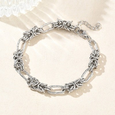 Unisex 304 Stainless Steel Byzantine Chains Bracelets BJEW-G790-07P-1