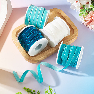 40 Yards 4 Colors Single Face Velvet Ribbon SRIB-TA0001-33B-1