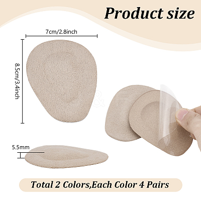 8Pairs 2 Colors Silicone & Fleece Fabric Ball-of-Foot Cushions DIY-PH0035-24-1