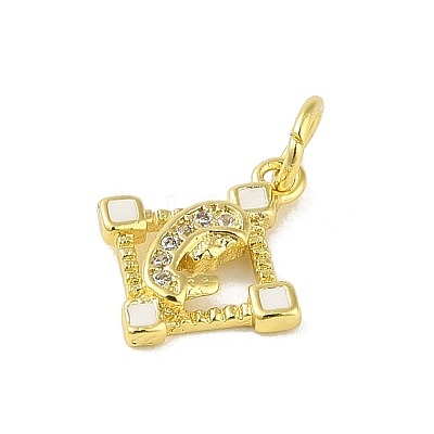 Brass Micro Pave Clear Cubic Zirconia Pendants KK-E111-46G-01-1