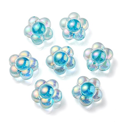 UV Plating Rainbow Iridescent Transparent Acrylic Beads OACR-C007-11C-1
