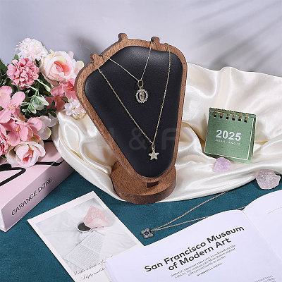 Bust Shaped Wooden Necklace Display Stands NDIS-WH0003-018E-1