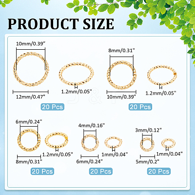100Pcs 5 Styles Brass Open Jump Rings for Chainmaille Weaves KK-PH0006-21-1