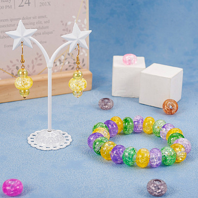 90Pcs 9 Colors Transparent Crackle Acrylic Beads MACR-TA0001-28-1