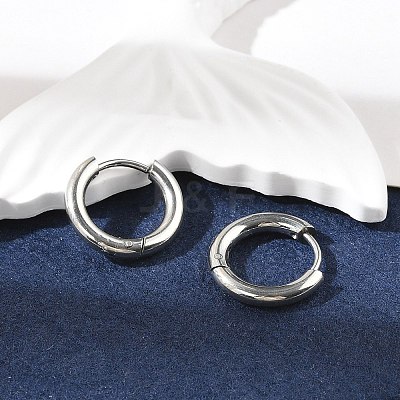 Tarnish Resistant 201 Stainless Steel Huggie Hoop Earrings MAK-R021-15mm-1