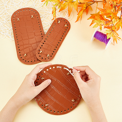 3Pcs 3 Style PU Leather Flat Round Bag Bottom FIND-WR0004-43B-1