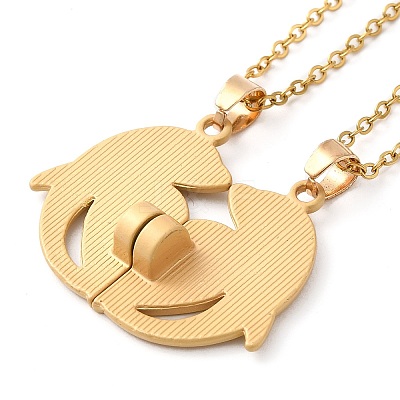 2Pcs 2 Color Alloy Magnetic Dolphin Pendant Necklaces Set LS-NJEW-Z016-02G-1