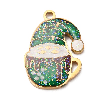 Christmas 304 Stainless Steel Enamel Pendants LS-STAS-B112-02G-08-1
