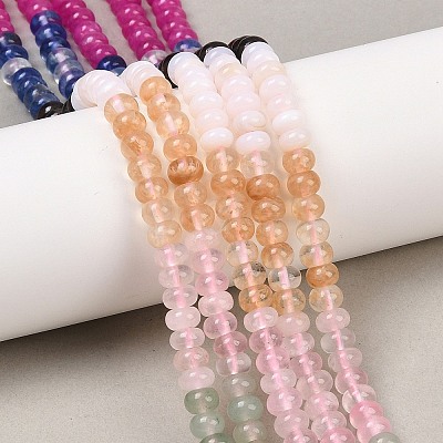 Watermelon Stone Glass & Natural Brecciated Jasper & Dyed White Jade & Rose Quartz & Agate Beads Strands G-Z135-C14-1