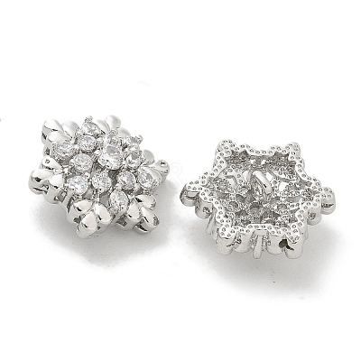Rack Plating Brass Micro Pave Clear Cubic Zirconia Buttons KK-K293-11P-1