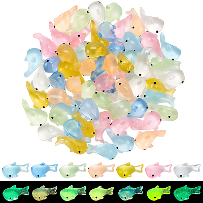 70Pcs 7 Colors Luminous Transparent Resin Shark Ornaments DJEW-SC0001-23-1