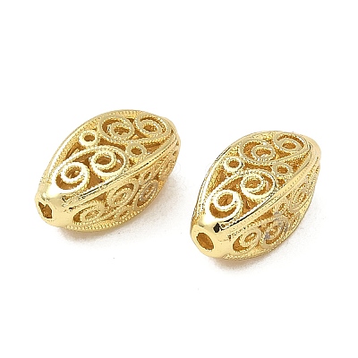 Brass Hollow Oval Beads KK-K293-53G-1