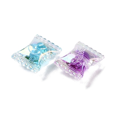 UV Plating Rainbow Iridescent Acrylic Beads OACR-H112-15B-1