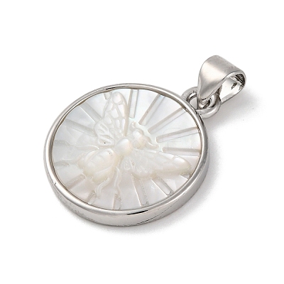 Natural White Shell Carved Moth Pendants KK-D537-04P-02-1
