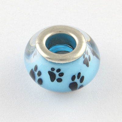 Large Hole Dog Paw Prints Pattern Resin European Beads OPDL-Q129-228A-1