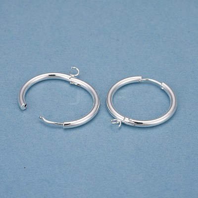 201 Stainless Steel Huggie Hoop Earring Findings STAS-P283-01L-S-1
