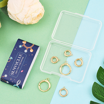 6Pcs 3 Styles Brass Spring Gate Clasps KK-SC0007-09-1