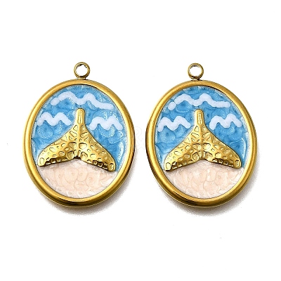 304 Stainless Steel Enamel Pendants STAS-Z163-21G-04-1