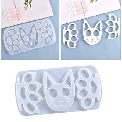 Cat & Paw Shape Self Defense Keychain Silicone Molds DIY-P006-30-1