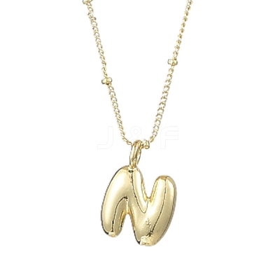 1Pc Initial Letter Brass Pendant Necklaces NJEW-YW0001-24N-1