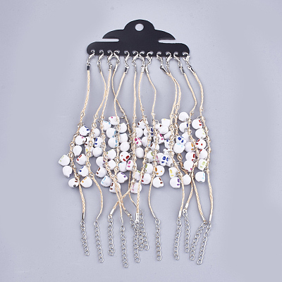 Handmade Braided Raffia Charm Bracelets AJEW-S072-14B-1