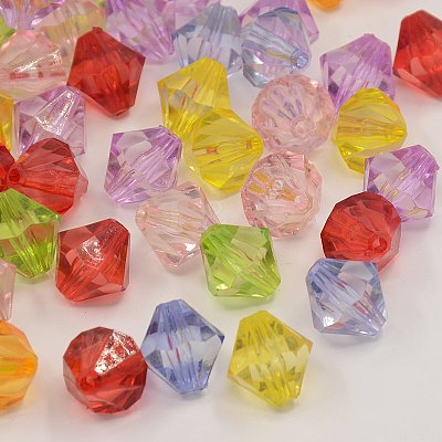 Faceted Bicone Transparent Acrylic Beads DBB14MM-1