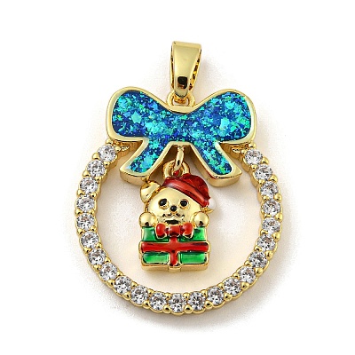 Christmas Brass Micro Pave Cubic Zirconia Pendants KK-H468-01D-02G-1