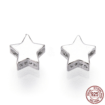 Rhodium Plated 925 Sterling Silver Beads LS-STER-T004-76P-1