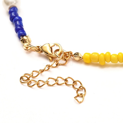 Glass Seed & Glass Pearl Beaded Necklace for Girl Women NJEW-TA00007-1