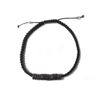 Coconut & Non-magnetic Synthetic Hematite Braided Bead Bracelet BJEW-PH01415-09-1