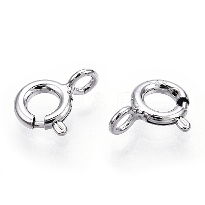 Rhodium Plated 925 Sterling Silver Spring Ring Clasps STER-T004-81A-P-1