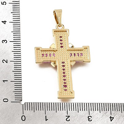 Brass Micro Pave Magenta Cubic Zirconia Pendants CU-CBA4BAF-03G-1