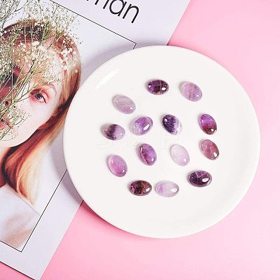 Natural Amethyst Flat Back Cabochons PH-G-G741-13x18mm-1