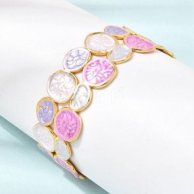 304 Stainless Steel Enamel Flat Round Open Cuff Bangles for Women SA-CBA1A30-03A-G-1