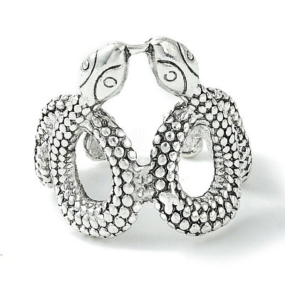 Double Snake Alloy Open Cuff Rings RJEW-K275-84AS-1