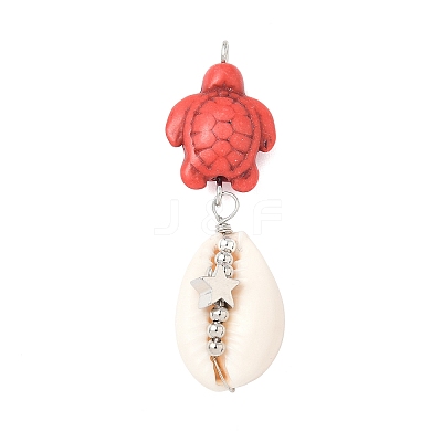 Natural Mixed Cowrie Shell Pendants PALLOY-JF03861-1