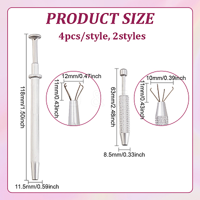 8Pcs 2 Styles Alloy 4-Claw Pick up Tool for Small Parts Pickup TOOL-ME0001-14-1