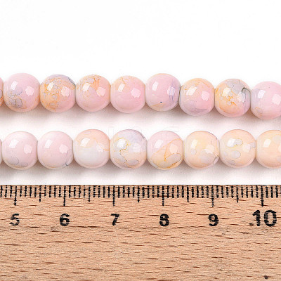 Baking Paint Glass Beads Strands DGLA-N003-8mm-C01-1