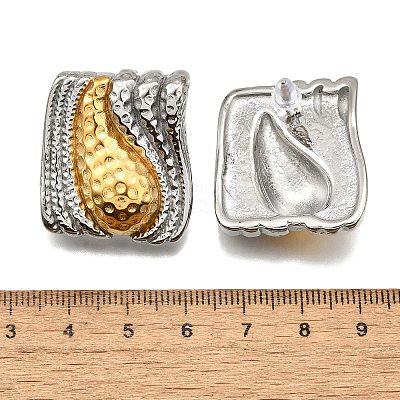 304 Stainless Steel Two-tone Stud Earrings for Women EJEW-R023-01GP-02-1