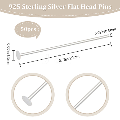 925 Sterling Silver Flat Head Pins STER-BBC0002-14B-1