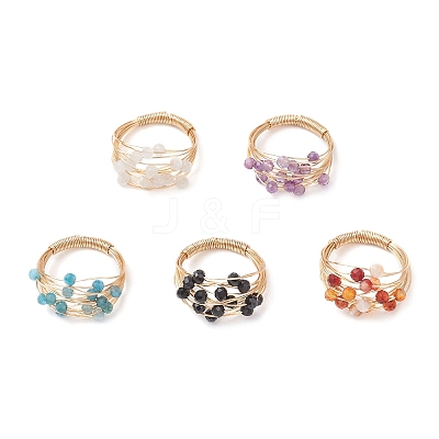 Natural Gemstone Finger Rings RJEW-TA00221-1