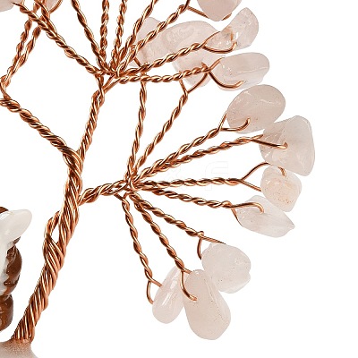 Natural Rose Quartz Chips Tree of Life Decorations DJEW-A017-01M-1
